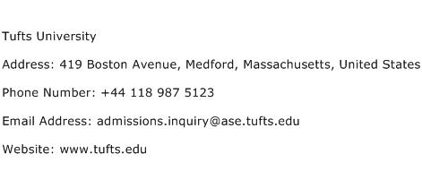 Tufts University Address Contact Number