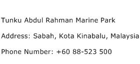 Tunku Abdul Rahman Marine Park Address Contact Number