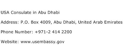 USA Consulate in Abu Dhabi Address Contact Number