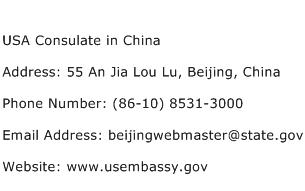 USA Consulate in China Address Contact Number