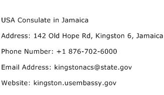 USA Consulate in Jamaica Address Contact Number
