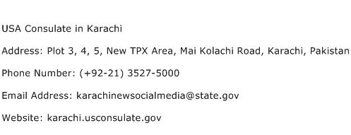USA Consulate in Karachi Address Contact Number