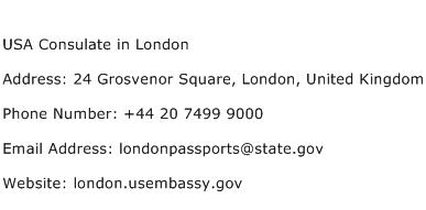 USA Consulate in London Address Contact Number