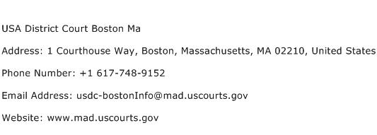 USA District Court Boston Ma Address Contact Number