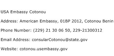 USA Embassy Cotonou Address, Contact Number of USA Embassy Cotonou