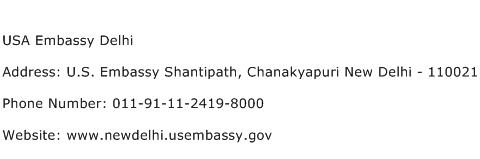 USA Embassy Delhi Address Contact Number