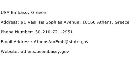 USA Embassy Greece Address Contact Number