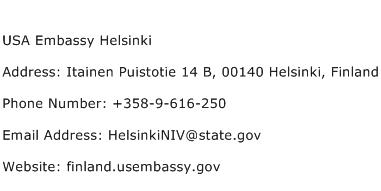 USA Embassy Helsinki Address Contact Number