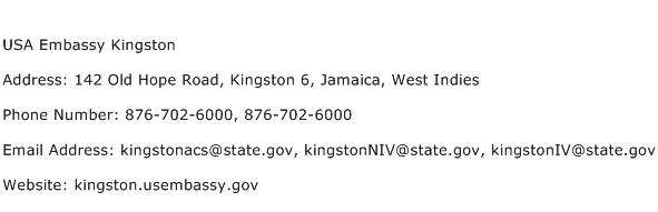 USA Embassy Kingston Address Contact Number