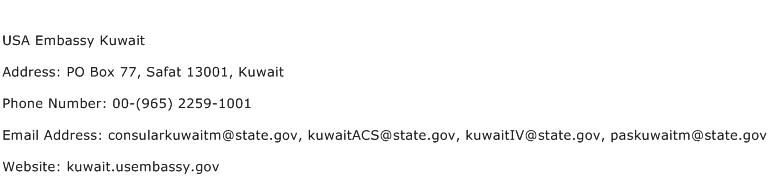 USA Embassy Kuwait Address Contact Number