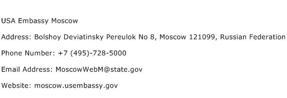 USA Embassy Moscow Address Contact Number
