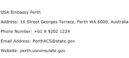 USA Embassy Perth Address Contact Number