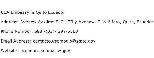 USA Embassy in Quito Ecuador Address Contact Number