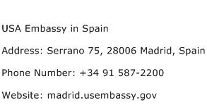 USA Embassy in Spain Address Contact Number