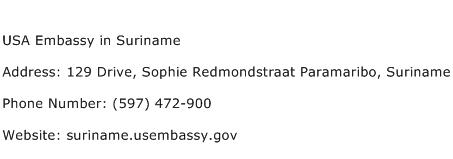 USA Embassy in Suriname Address Contact Number