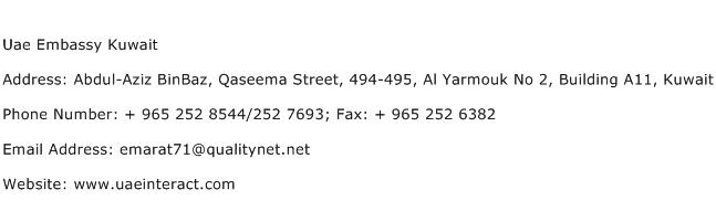 Uae Embassy Kuwait Address Contact Number