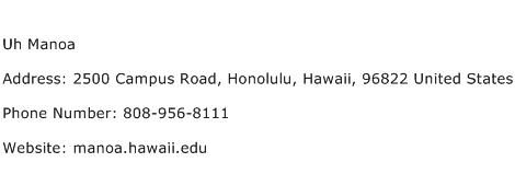 Uh Manoa Address Contact Number