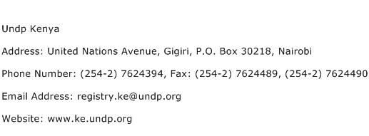Undp Kenya Address Contact Number