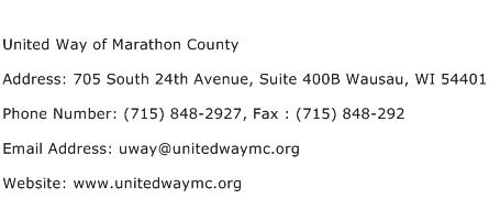 United Way of Marathon County Address Contact Number