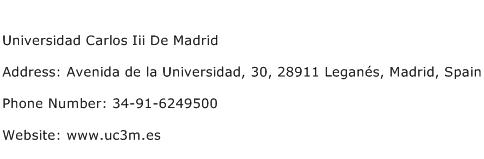 Universidad Carlos Iii De Madrid Address Contact Number