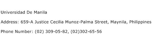 Universidad De Manila Address Contact Number