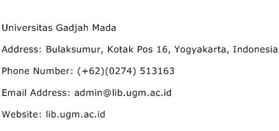 Universitas Gadjah Mada Address Contact Number