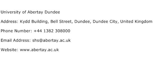 University of Abertay Dundee Address Contact Number