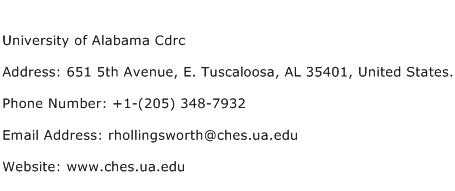 University of Alabama Cdrc Address Contact Number