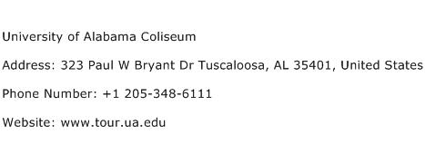 University of Alabama Coliseum Address Contact Number