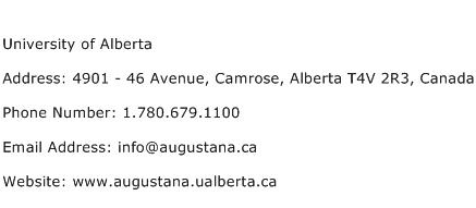 University of Alberta Address Contact Number