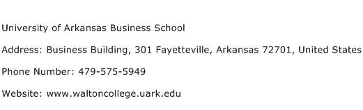 University of Arkansas Business School Address Contact Number