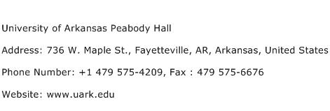 University of Arkansas Peabody Hall Address Contact Number