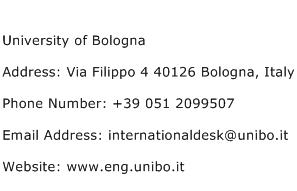 University of Bologna Address Contact Number