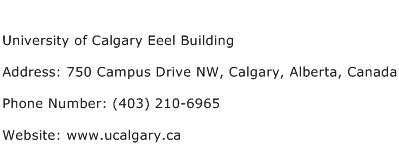 University of Calgary Eeel Building Address Contact Number