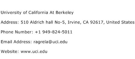 University of California At Berkeley Address Contact Number