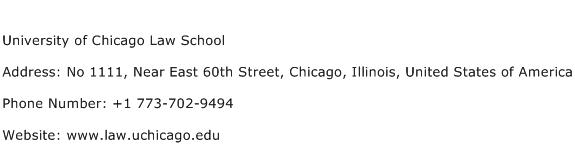 University of Chicago Law School Address Contact Number