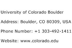 University of Colorado Boulder Address Contact Number