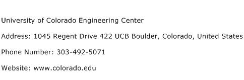 University of Colorado Engineering Center Address Contact Number