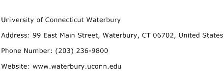 University of Connecticut Waterbury Address Contact Number