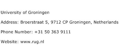 University of Groningen Address Contact Number