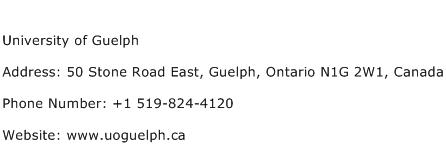 University of Guelph Address Contact Number