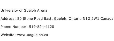 University of Guelph Arena Address Contact Number