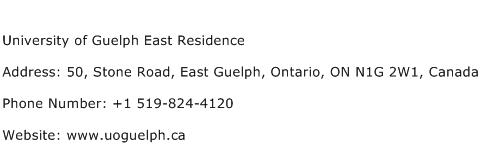 University of Guelph East Residence Address Contact Number