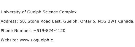 University of Guelph Science Complex Address Contact Number