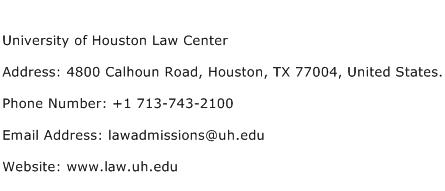 University of Houston Law Center Address Contact Number