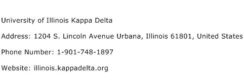 University of Illinois Kappa Delta Address Contact Number