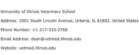 University of Illinois Veterinary School Address Contact Number