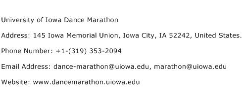 University of Iowa Dance Marathon Address Contact Number