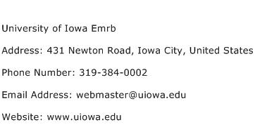 University of Iowa Emrb Address Contact Number