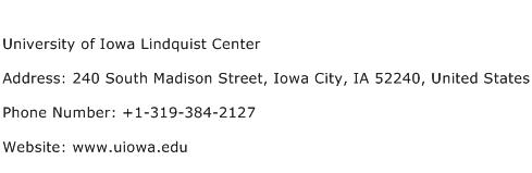 University of Iowa Lindquist Center Address Contact Number
